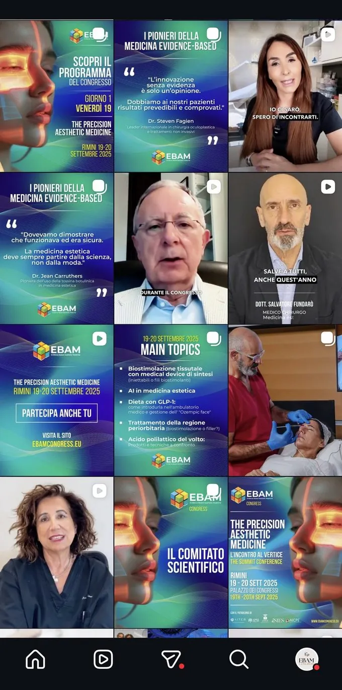 Profilo Instagram di EBAM prima