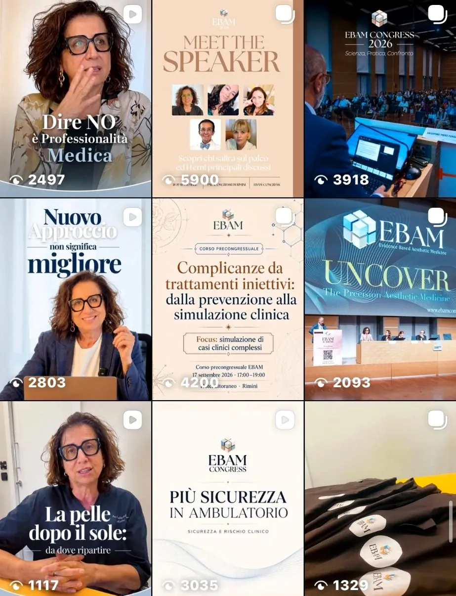 La vetrina Instagram con i contenuti pubblicati